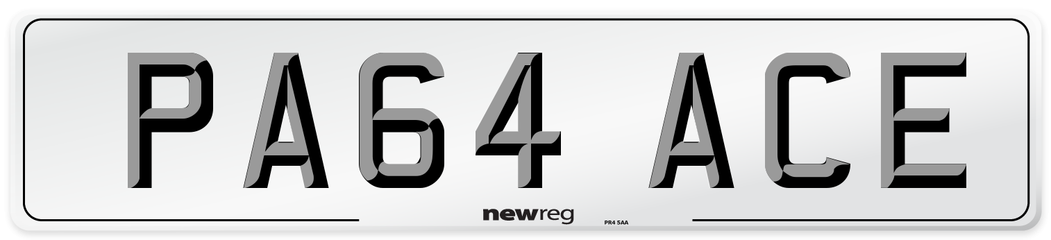 PA64 ACE Number Plate from New Reg